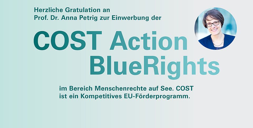 Flyer herzliche Gratulation zur Einwerbung des COST-Aktion BlueRights