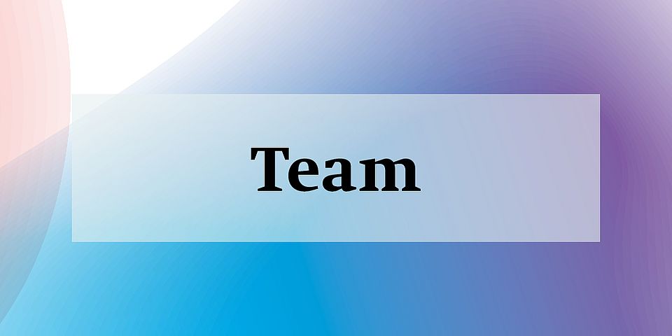 The word team in letters in front of a blue and red background.