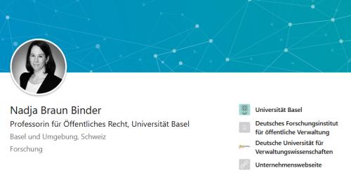 Zugeschnittene Ansicht des LinkedIn-Profils von Frau Braun Binder.