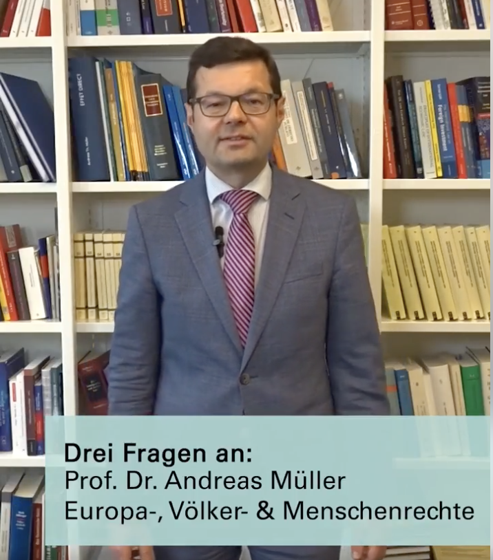 Screenshot of the video "Three questions for Dr. Prof. Müller".